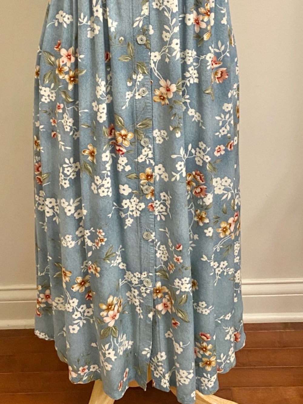 Erika & Co Petites Vintage 90s Blue Pink Floral SZ SP Cottagecore Romantic Dress - Picture 3 of 12